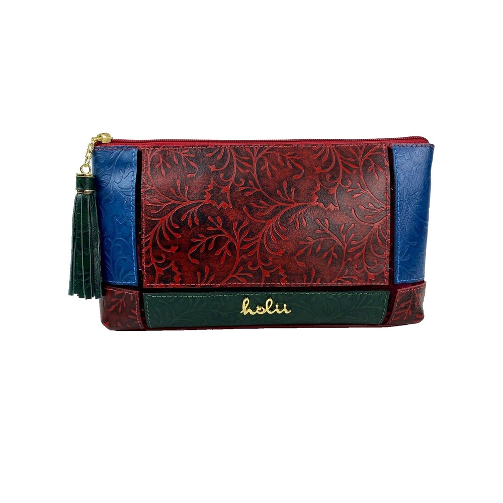 NEW Holii Genuine Leather Clutch Purse Handcrafted Tooled Handbag Wallet Bag